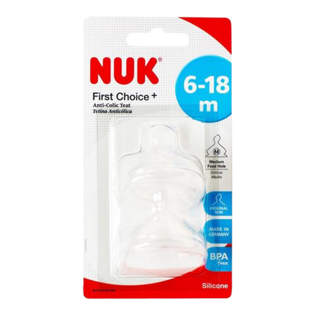 NUK First Choice 6–18M Medium Siliconen Flesspeen – 2 stuks