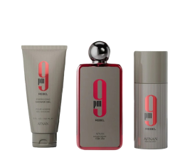 Afnan 9PM Rebel Eau De Parfum, Shower Gel & Deodorant Spray Gift Set 